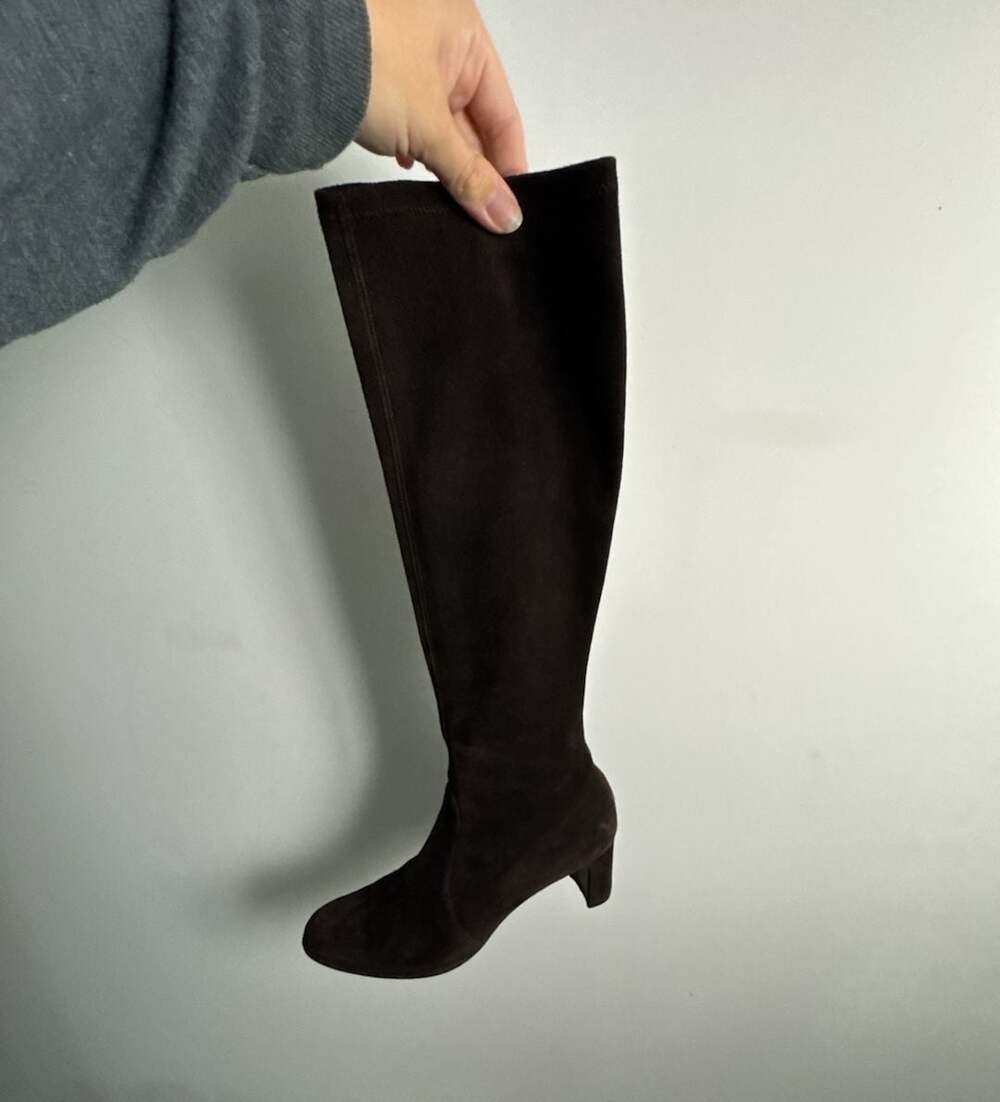 Stuart Weitzman Brown Suede Knee-High Block Heel Boots - Picture 4 of 15